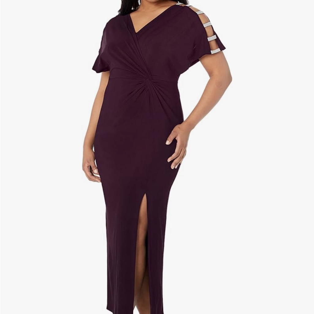 Maxi Dress In Purple With Diamond Sleeves